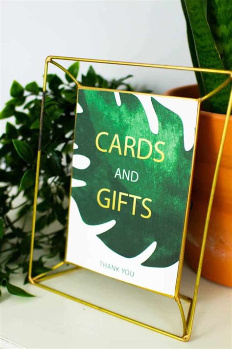 printable cards  gifts sign tropical leaf palm green style