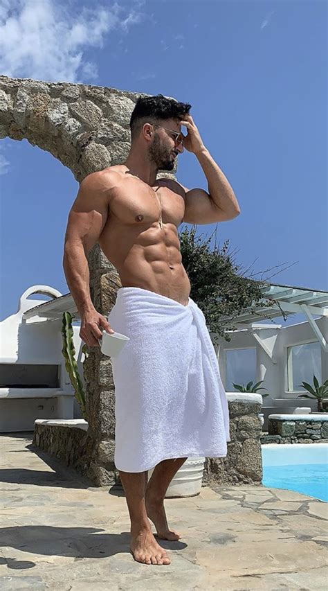 Plus01 In A Towel Bearded Shirtless And Barefoot Male
