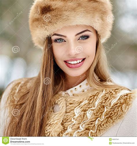 Beautiful Russian Winter Girl Portrait Stock Image Image