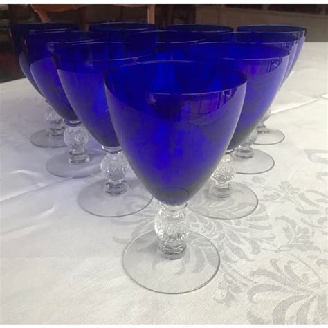 Vintage Morgantown Cobalt Blue Stemware Glasses Set Of 10 Chairish