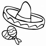 Sombrero Mexican Coloring Fiesta Maracas Pages Hat Clipart Drawing Clip Mayo Cinco Sombreros Kids Color Cliparts Spanish Draw Party Things sketch template