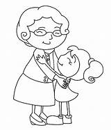 Hug Colorir Grandmother Desenhos Vovó Hugging Grandchild Abraçando Netinha Abraço sketch template