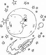 Moon Coloring Rocket Pages Kids Printable Flyby sketch template