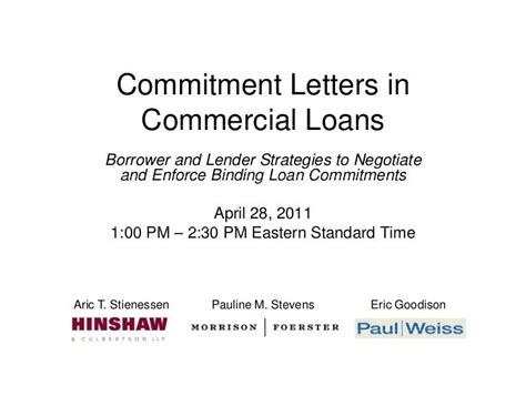 commitment letters  commercial loans borrower  lender strategies