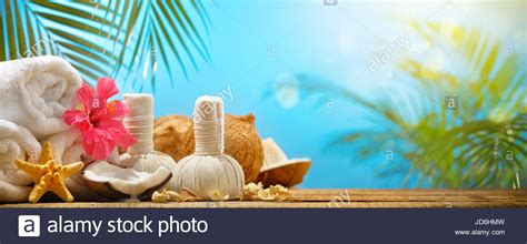 tropical spa massage settingspa massage stock photo alamy