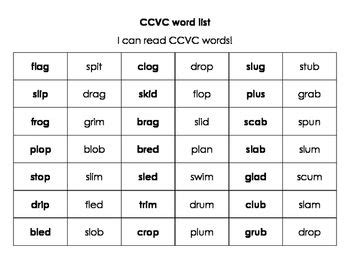 cvcc word list printable moseia