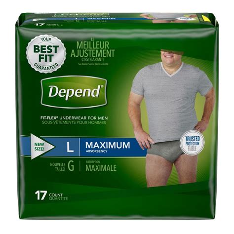depend fit flex maximum absorbency incontinence underwear  men large  count walmart