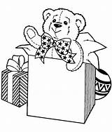 Teddy Bear Box Coloring Gift Holidays Wrapped Pages Big Christmas Colouring Boxes Bears Cute sketch template