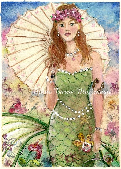 fairies  tails original vintage style mermaid painting