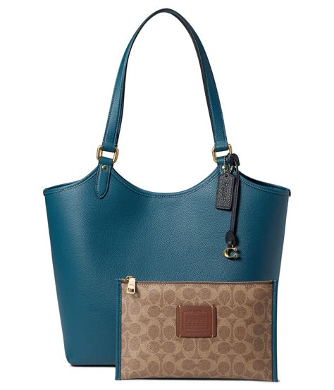 coach polished pebble leather day tote  blue lyst
