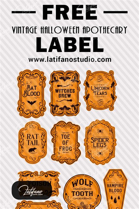 printable vintage halloween apothecary labels  printables