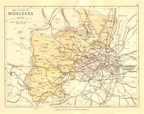 Middlesex County Map Inc London Parliamentary Constituencies Bacon 1900