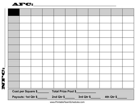 printable  square football board view  square grid version