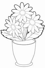 Clipart Flower Flowers Vase Clip Vases Coloring Pages Kids Printable Lovely Pots Library Info sketch template