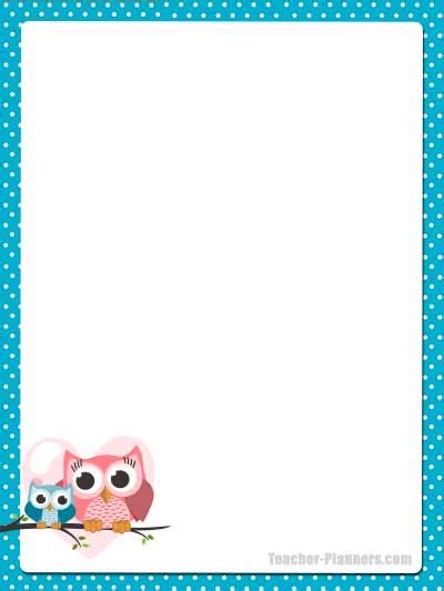 cute owl stationery  printable unlined paper timesaver