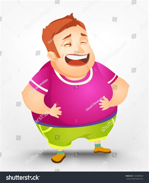 cartoon character cheerful chubby men laughing stock