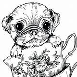 Coloring Pages Dog Cute Adults Pug Baby Printable Print Colouring Kids Adult Puppy Sheets Animal Color Puppies Book Teacup Boys sketch template