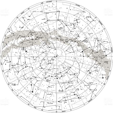 high detailed sky map  northern hemisphere  names  stars