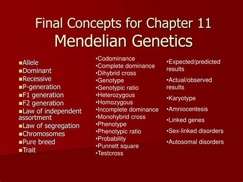 Ppt Final Concepts For Chapter 11 Mendelian Genetics Powerpoint