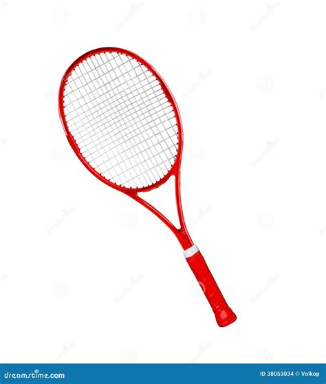 red tennis racket isolated white stock photo image  tennis stretched