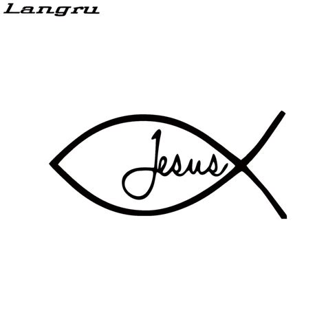 langru car stying jesus fish vinyl decal sticker car window god religious symbol cross