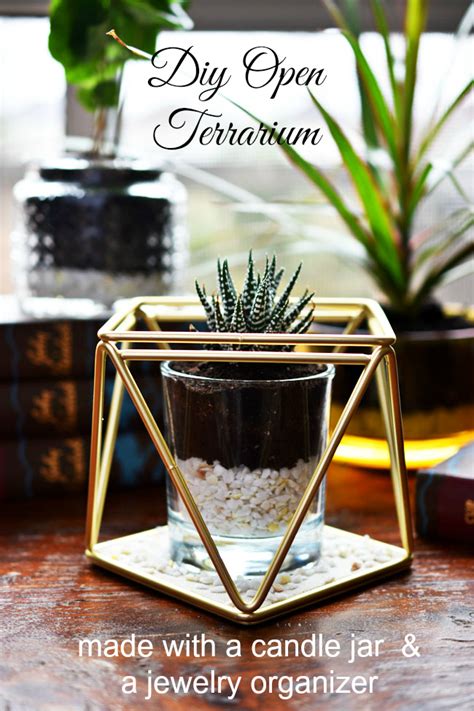 woman in real life diy terrarium made with a candle jar and a jewelry