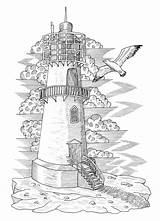 Phare Seaside Lighthouses Leuchtturm Landscapes Grafico Leggera Graphique sketch template