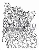 Oriental Shorthair Cat Crown Flower Coloring sketch template
