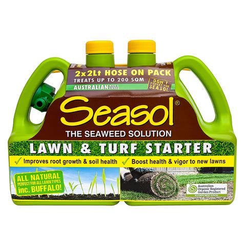 seasol 2 x 2l hose on lawn and turf starter twin pack bunnings
