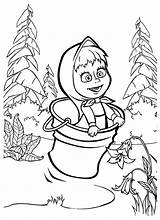 Masha Bear Coloring Pages Jumping Bucket Color Printable Mascha Luna Popular Getdrawings Template Kids sketch template