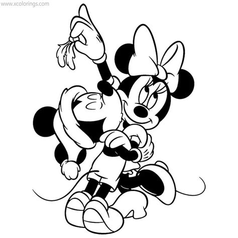 mickey mouse kissing minnie christmas coloring pages xcoloringscom