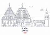 Riga Landmarks Latvia sketch template