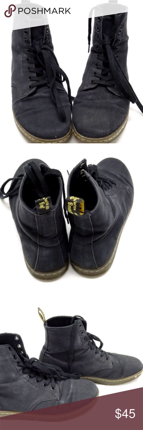 dr martens black canvas  top airwair shoes black canvas black shoes