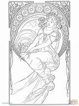 Mucha Coloring Pages Alphonse Printable Da Nouveau Deco Painting Disegni Line Colorare Rembrandt Book Adult Colouring Di Drawing Disegno Per sketch template