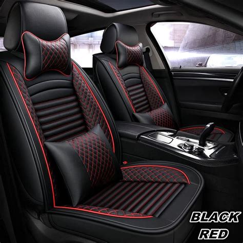 black white leather car seat cover set universal classic leather car
