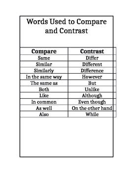 compare  contrast key words  poppe tpt