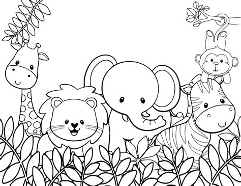 cute jungle animals coloring page zoo animal coloring pages elephant