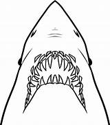 Jaws Shark Coloring Pages Draw Clipart Drawing Color Jaw Hungry Easy Line Template Stencil Vector Print Step Ripped Ready Sketch sketch template