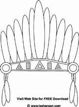 Coloring Headdress Native American Printable Pages Head Indian Color Dress Drawing Headband Hat Heritage Feather Hats Sheet Kids Costume Indians sketch template