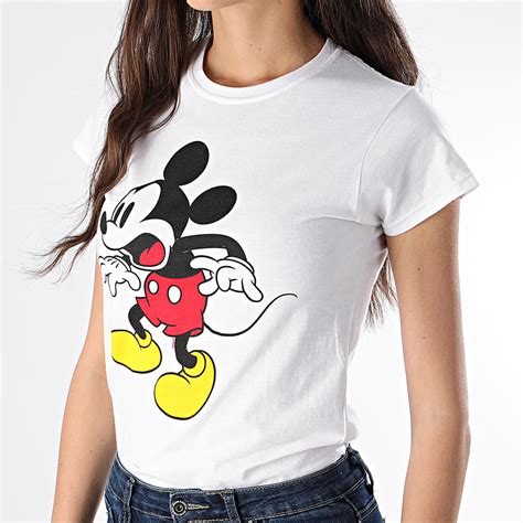Mickey Mouse Tee Shirt Femme Shocking Face Blanc