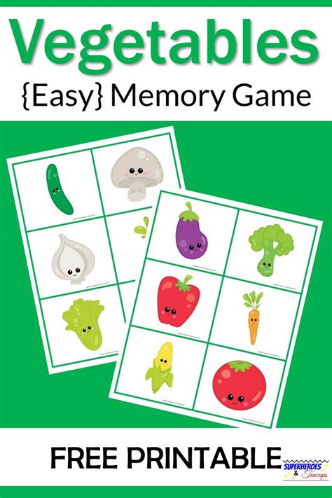 vegetables memory game  printable learning ideas  parents