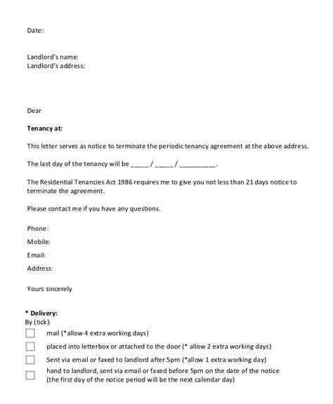 lease termination letters  word  documents