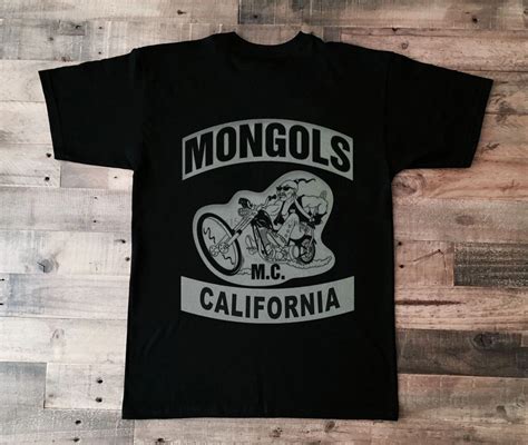 vintage california bottom rocker shirt white black mongols mc reprint