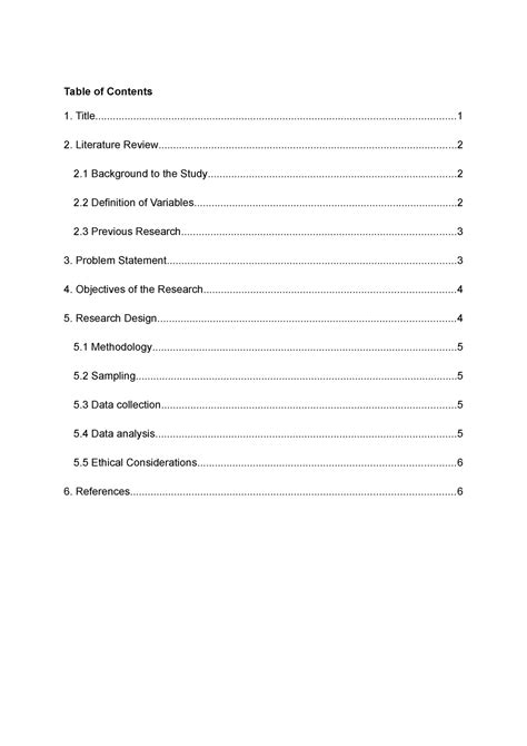 quantitative research proposal  table  contents studocu