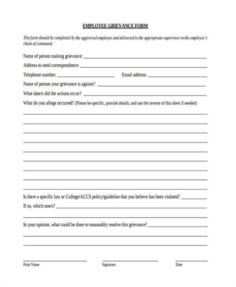 printable grievance form template portal tutorials