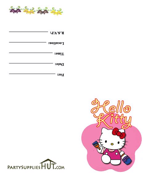 kitty birthday party invitations  printable place  cards