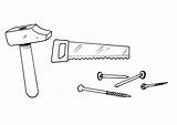 Werkzeug Malvorlage Gereedschap Attrezzi Outils Carpintero Ausmalen Hammer Ausmalbild Boyama Kleurplaten sketch template