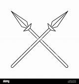 Spears Crossed Two Stock Alamy Thin Icon Line sketch template