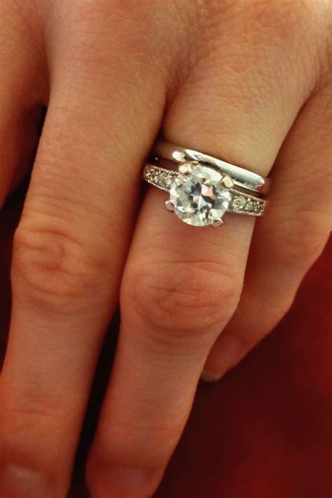 Eternity Engagement Ring With Plain Wedding Band Plain Wedding Band