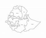 Ethiopia Borders Regions Administrative Simplified sketch template